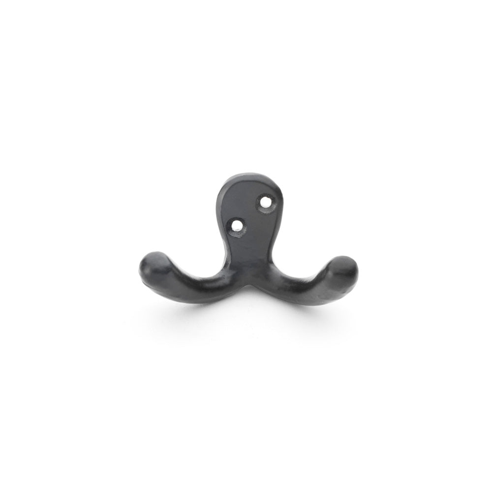 Alexander and Wilks Victorian Double Robe Hook in Black, featuring elegant design and dual hooks