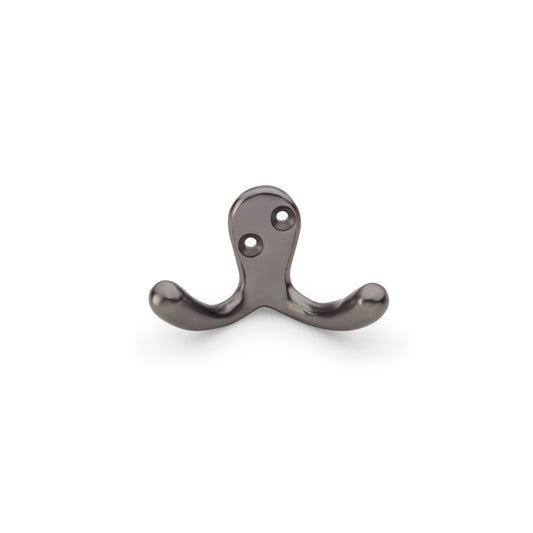 Double Robe Hook, Victorian style in Dark Bronze by Alexander & Wilks, showcasing durable solid brass construction and elegant design.