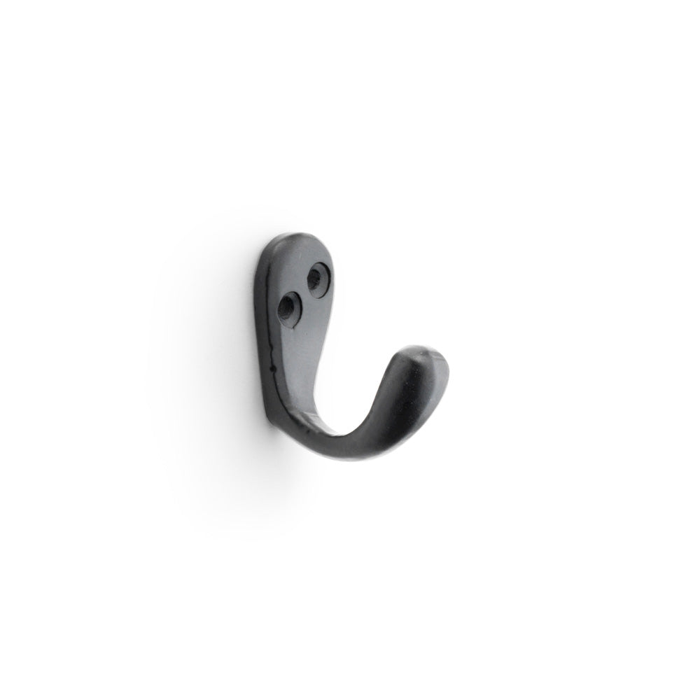 Alexander and Wilks Victorian Single Robe Hook in Black, featuring classic design and solid brass material