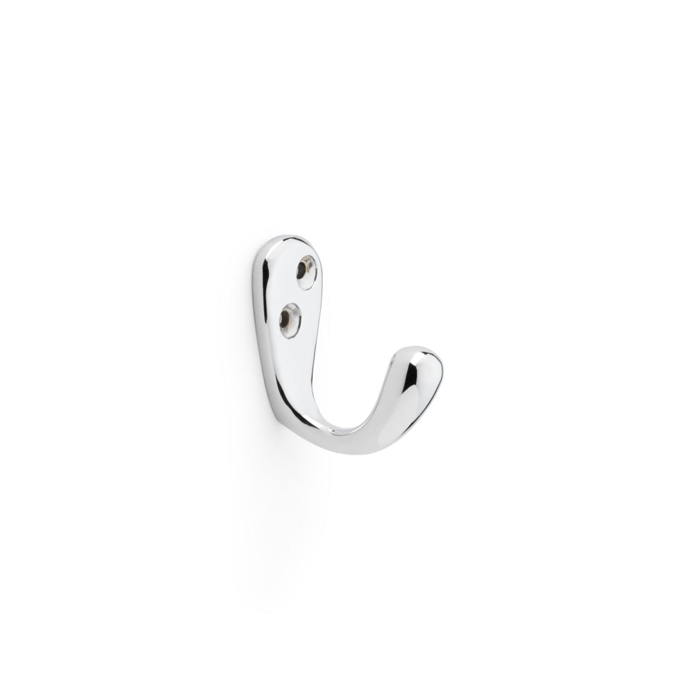 Alexander and Wilks Victorian Single Robe Hook in Polished Chrome, elegant dual-hook design, crafted from solid brass