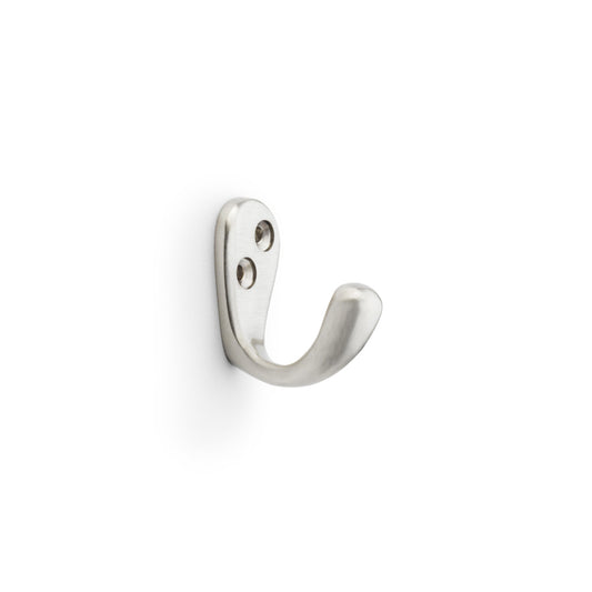Victorian Single Robe Hook in Satin Nickel by Alexander & Wilks, elegant and durable, ideal for traditional and modern décors