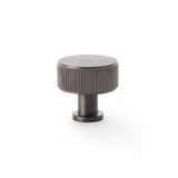 Alexander & Wilks Lucia 35mm Reeded Cupboard Knob in Dark Bronze, ideal for enhancing home or professional interiors, featuring durable solid brass construction and a textured grip.
