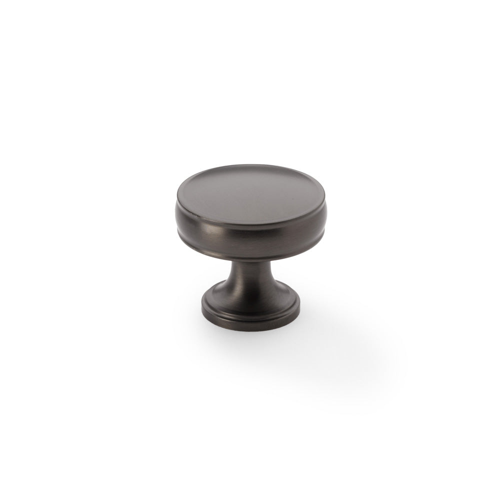 Alexander & Wilks Lynd Cupboard Knob in Dark Bronze Finish, 32mm, featuring classical design and high-quality construction perfect for traditional and contemporary interiors.