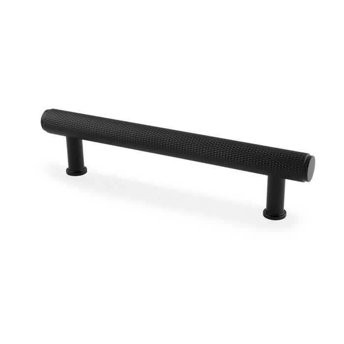 Alexander & Wilks Crispin knurled T-bar cupboard pull handle in black, solid brass, 128mm centres