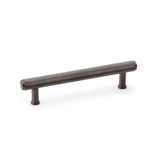 "Alexander & Wilks Crispin Knurled T-bar Cupboard Pull Handle in Dark Bronze PVD, 128mm Centres, Solid Brass Construction"