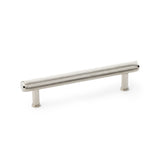 Alexander & Wilks knurled T-bar cupboard pull handle in polished nickel, solid brass, 128mm centres, ideal for modern kitchens and architectural designs