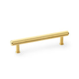 Alexander & Wilks Crispin Knurled T-bar Cupboard Pull Handle in Satin Brass PVD, solid brass with textured grip and industrial design, 128mm centre spacing