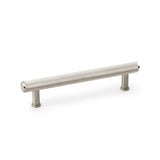 Knurled T-bar Cupboard Pull Handle in Satin Nickel by Alexander & Wilks, showing intricate full-length knurling, ideal for modern and traditional settings
