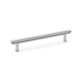 Alexander & Wilks Crispin Knurled T-bar Cupboard Pull Handle in Polished Chrome, 160mm centres, featuring industrial design and solid brass construction