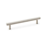 "Alexander & Wilks Crispin Knurled T-bar Cupboard Pull Handle in Satin Nickel, 160mm centres, featuring solid brass construction and industrial-inspired design"