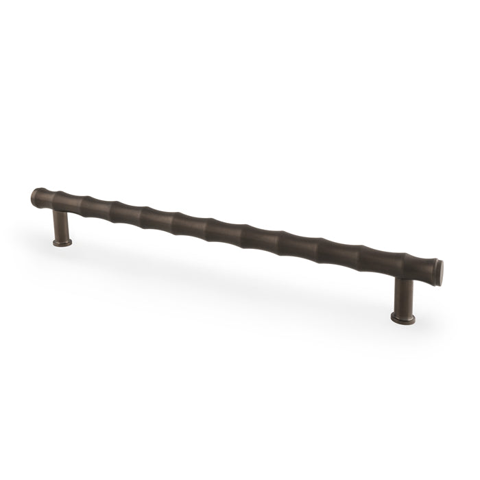 Alexander & Wilks Crispin Bamboo T-bar Cupboard Pull Handle in Dark Bronze PVD Finish, Elegant Bamboo Motif - 224mm Centres
