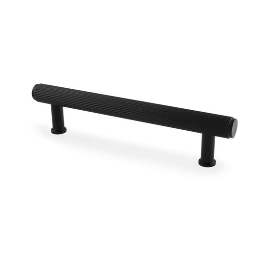 Reeded T-bar Cupboard Pull Handle - Black - 224mm - Alexander & Wilks Crispin