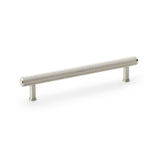 Reeded T-bar Cupboard Pull Handle in Satin Nickel finish by Alexander & Wilks, showcasing ergonomic solid brass design and included fixings