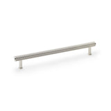 Alexander & Wilks Crispin Reeded T-bar Cupboard Pull Handle in Polished Nickel, 224mm, featuring solid brass construction and ribbed texture for secure grip
