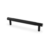 "Alexander and Wilks Brunel Knurled T-Bar Cupboard Pull Handle in Black, 128mm Centres, Designed for Enhanced Grip and Style"