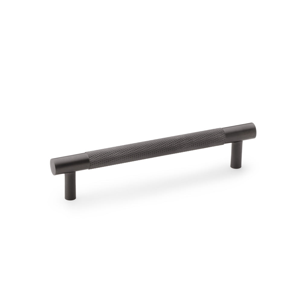 Alexander and Wilks Brunel Knurled T-Bar Cupboard Pull Handle in Dark Bronze PVD, solid brass, 128mm centres
