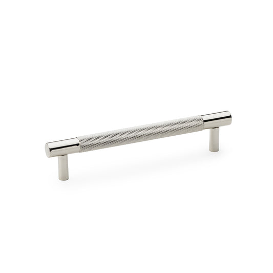 "Alexander & Wilks Brunel Knurled T-Bar Cupboard Pull Handle in Polished Nickel, 128mm centres, showcasing high durability and elegant design"