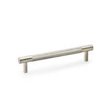 "Satin nickel knurled T-bar cupboard handle from Alexander & Wilks, designed with a unique texture for a secure grip and an industrial aesthetic"