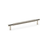 "Alexander and Wilks Brunel knurled T-Bar cupboard pull handle in polished nickel finish, solid brass, dimensions 185mm length, 160mm centres"