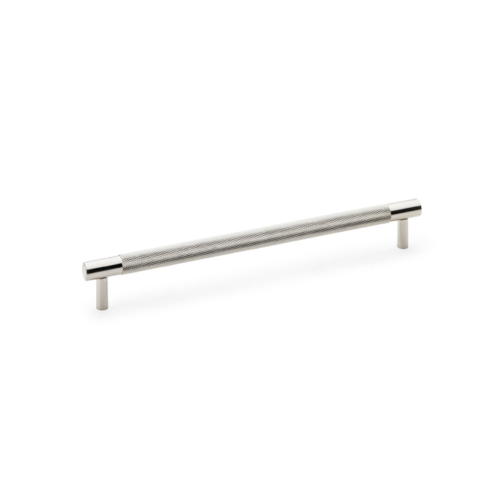 "Alexander and Wilks Brunel knurled T-Bar cupboard handle in polished nickel, solid brass, 224mm centres"