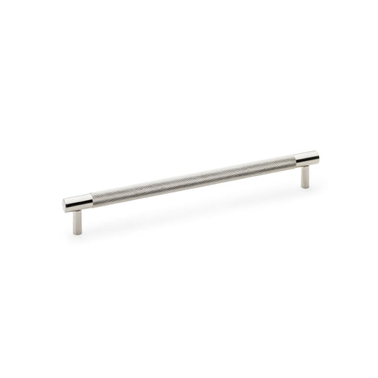 "Alexander and Wilks Brunel knurled T-Bar cupboard handle in polished nickel, solid brass, 224mm centres"