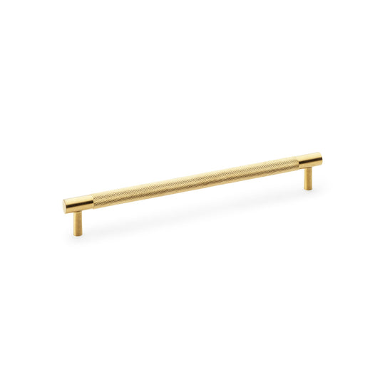 Knurled T-Bar Cupboard Handle in Satin Brass by Alexander & Wilks, featuring diamond knurling and solid brass construction