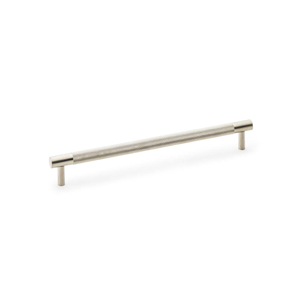 "Knurled T-Bar Cupboard Handle in Satin Nickel by Alexander & Wilks, featuring a textured grip and elegant diamond detailing, ideal for modern and traditional interiors"
