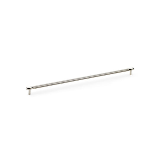 Alexander & Wilks Brunel Series polished nickel T-Bar cupboard handle with knurled texture, 448mm centres, ideal for modern and traditional decor.
