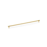 "Satin Brass Knurled T-Bar Cupboard Handle by Alexander & Wilks, 448mm Centres, ideal for enhanced grip on cabinetry"