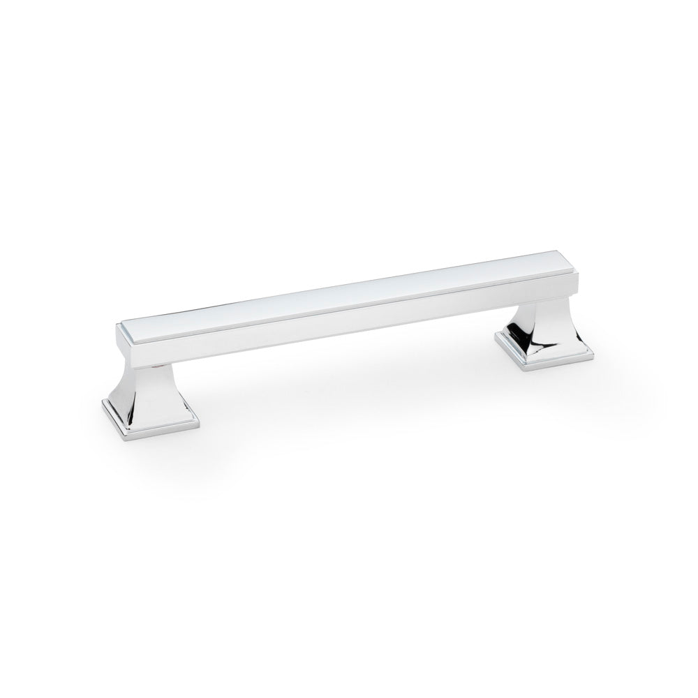 Polished Chrome Square Cabinet Pull Handle by Alexander & Wilks, 128mm Centres, featuring sophisticated brass design and pyramid pedestal