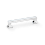 Polished Chrome Square Cabinet Pull Handle by Alexander & Wilks, 128mm Centres, featuring sophisticated brass design and pyramid pedestal