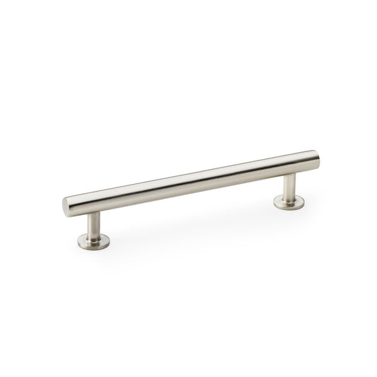 Alexander & Wilks T-Bar Cabinet Pull Handle in Satin Nickel, sleek round design with 128mm centres, perfect for modern cabinetry.
