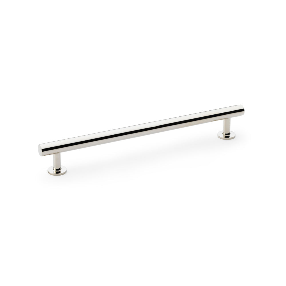 Alexander & Wilks Round T-Bar Cabinet Pull Handle in polished nickel, ideal for modern kitchen and wardrobe design, 192mm centre.