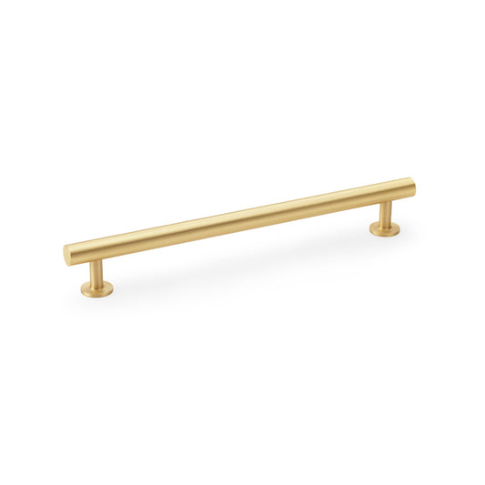 "Satin Brass T-Bar Cabinet Pull Handle by Alexander & Wilks, 192mm Centres, for modern kitchen and wardrobe designs"