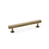 Alexander and Wilks Square T-Bar Cabinet Pull Handle in Antique Brass, 128mm Centres, featuring modern Art Deco design and solid brass construction