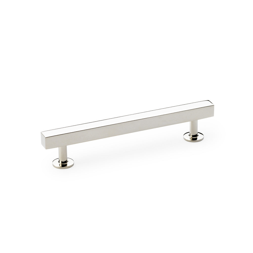 Alexander & Wilks Square T-Bar Cabinet Pull Handle in Polished Nickel, 128mm Centres, solid brass with modern design details, ideal for contemporary interior spaces.