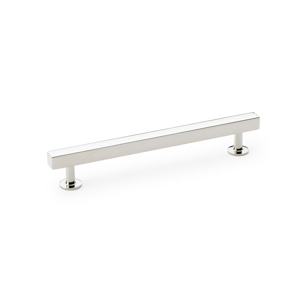 Alexander & Wilks T-Bar Cabinet Pull Handle in Polished Nickel, 160mm, featuring heavy duty square design with art deco flair and easy installation for home renovations and professional use.