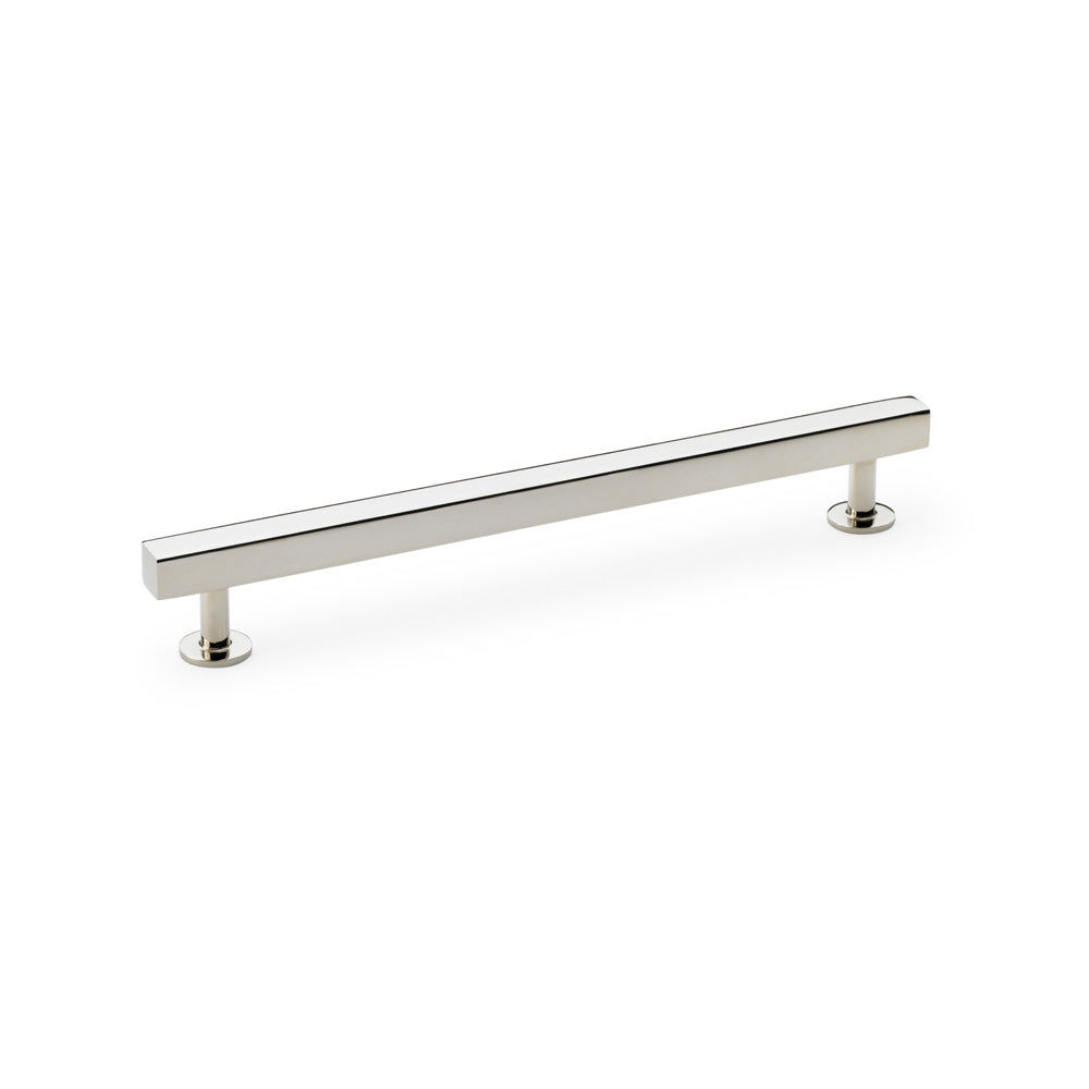 Alexander and Wilks Square T-Bar Cabinet Pull Handle in Polished Nickel, 192mm centres, durable solid brass construction and easy installation features