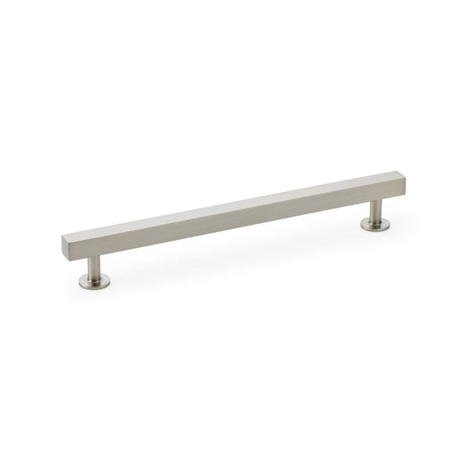 Square T-Bar Cabinet Pull Handle in Satin Nickel by Alexander & Wilks, showcasing modern design and solid brass construction, suitable for various furniture applications