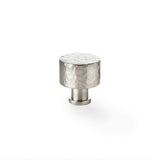 Alexander and Wilks Leila Hammered Cupboard Knob in Satin Nickel, 30mm, with textured solid brass construction for traditional and modern interiors.