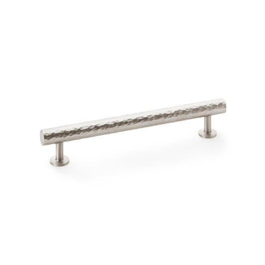 "Satin Nickel Hammered Cabinet Pull by Alexander & Wilks Leila with contemporary T-bar design and durable brass construction"