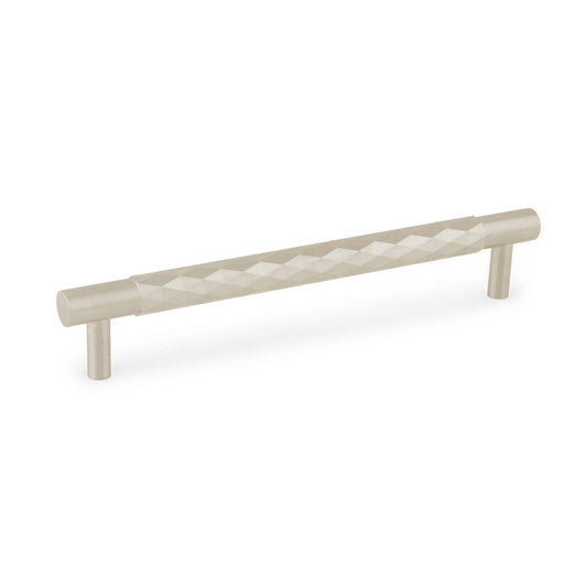 Diamond Cut Cabinet Pull by Alexander & Wilks, satin nickel finish, 160mm center-to-center, featuring durable construction and modern design.