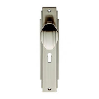 Thumbnail for Satin Nickel Carlisle Brass Lock Keyhole Art Deco Door Knob On Backplate ADR021SN