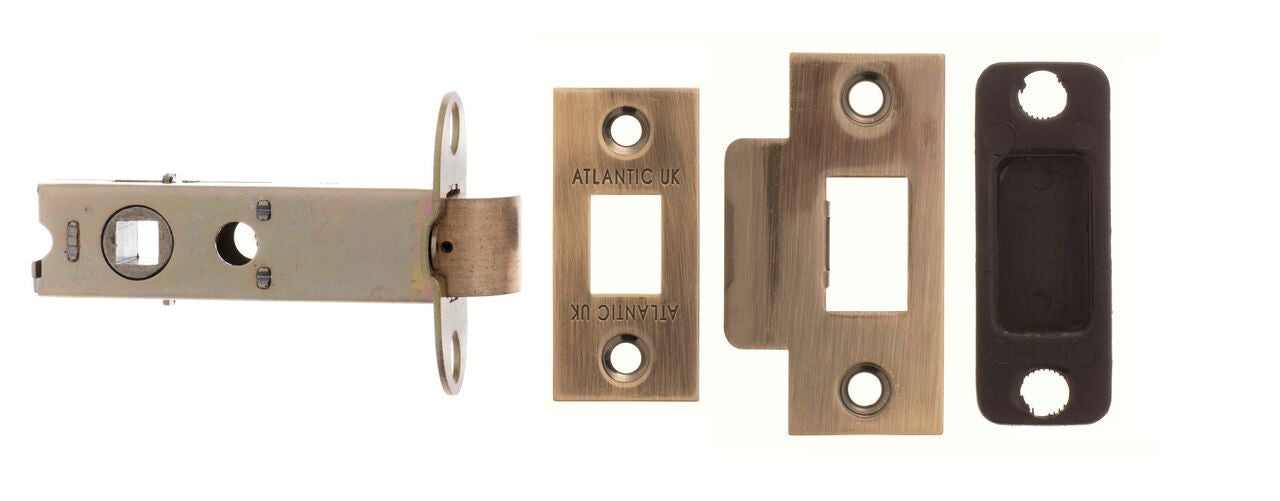 3 Inch AL3AB Antique Brass Heavy Sprung Mortice Latch - Fire Rated