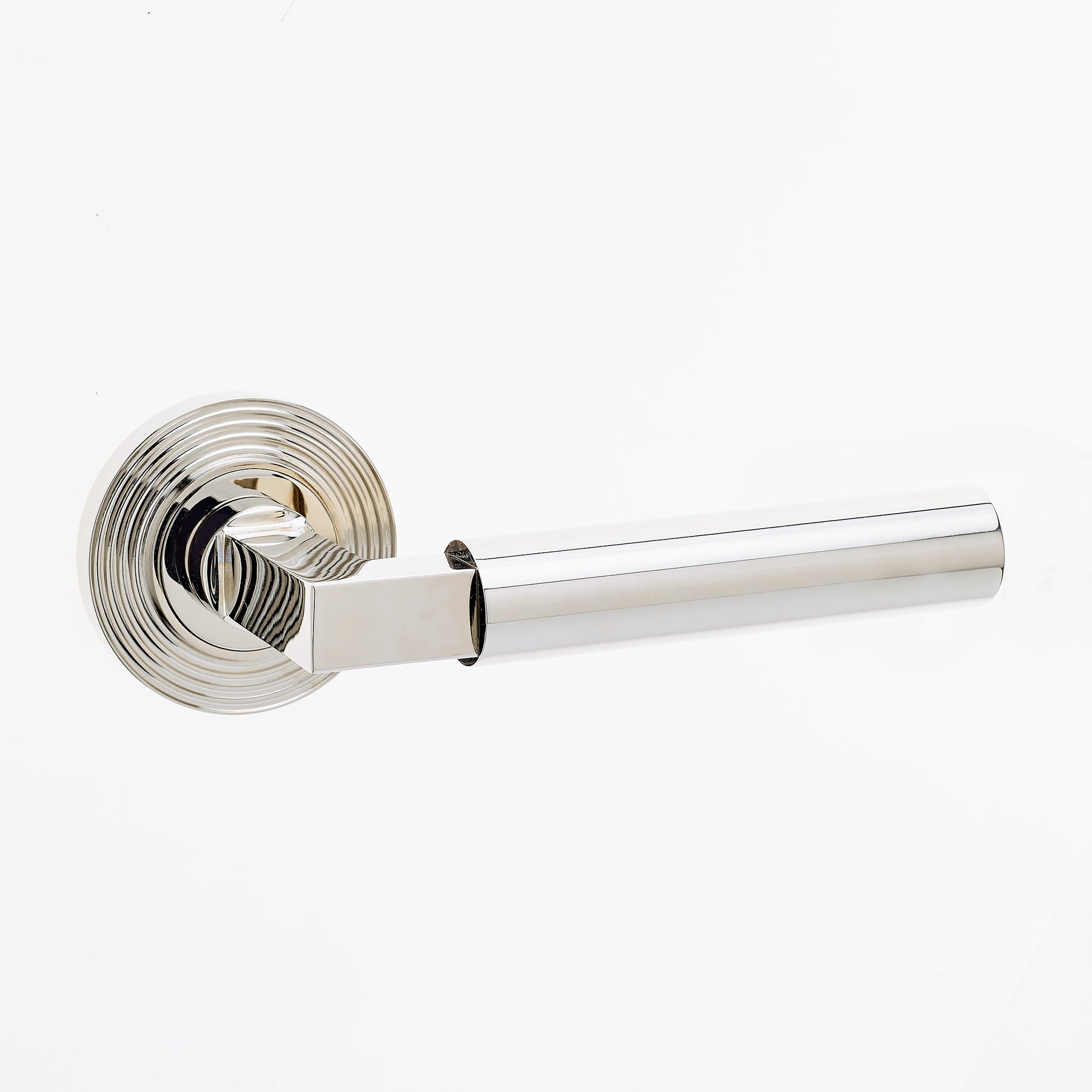 FRELAN BURLINGTON RANGE WESTMINSTER POLISHED NICKEL DOOR HANDLES - REEDED ROSE