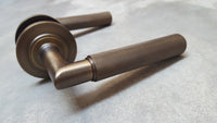 Thumbnail for Piccadilly Knurled Antique Brass Door Handles - Frelan Hardware Burlington Range - Antique Brass/Bronze - BUR40/51AB CHAMFERED ROSE