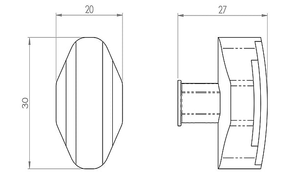 Art Deco Cupboard Knob 30mm Satin Nickel Finish