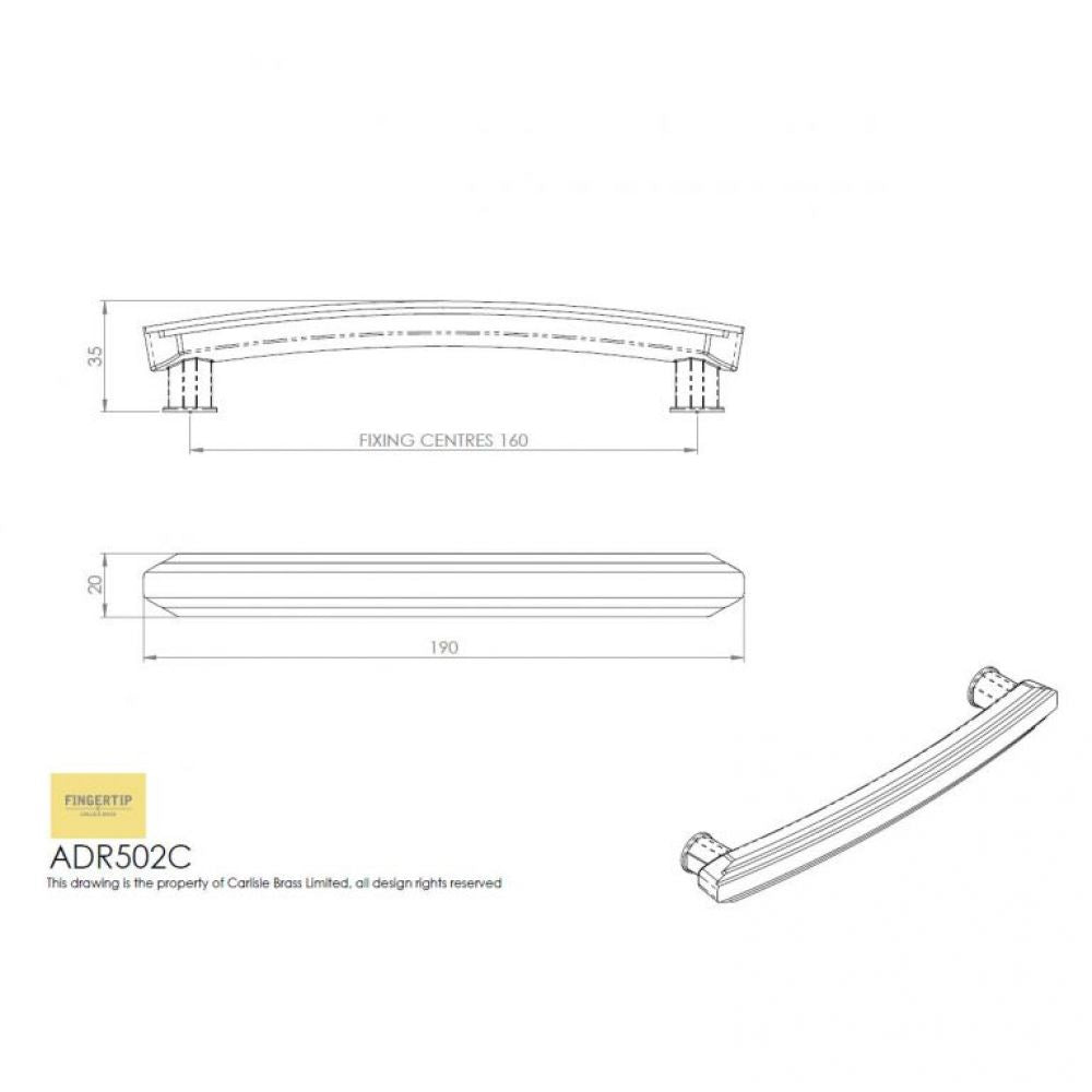 Fingertip Art Deco 160mm Pull Handle Satin Nickel- ADR502CSN