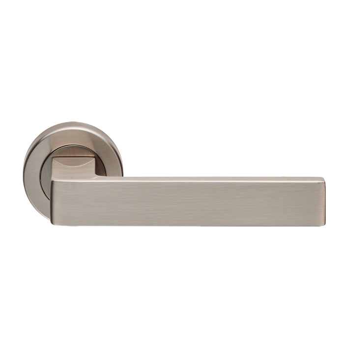 Carlisle Brass Sasso Door Handles On Round Rose, Satin Nickel - EUL010SN