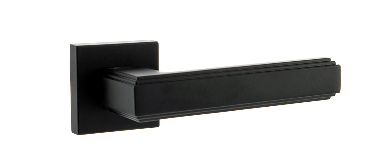 Atlantic UK Forme FMS293MB Alila Matt Black 'Art Deco' Lever on Square Minimal Rose